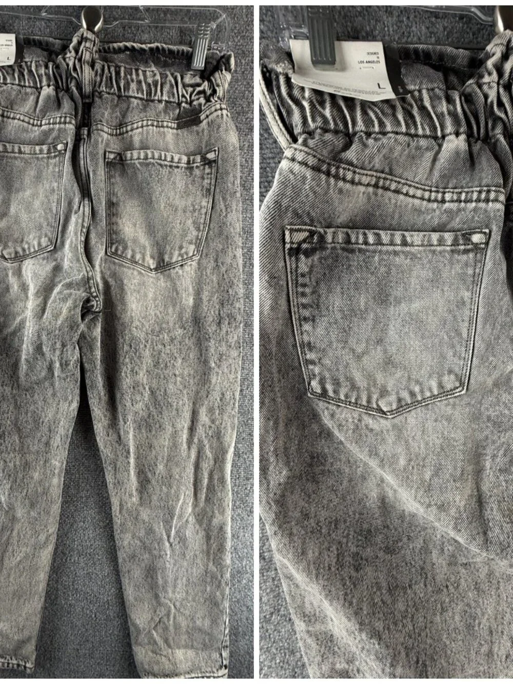 NWD Kancan Jeans Women Gray High Rise Elastic Waist Ripped Stretch ACTL 27X28